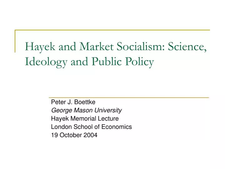 hayek and market socialism science ideology and public policy