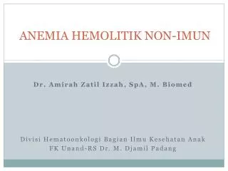 anemia hemolitik non imun