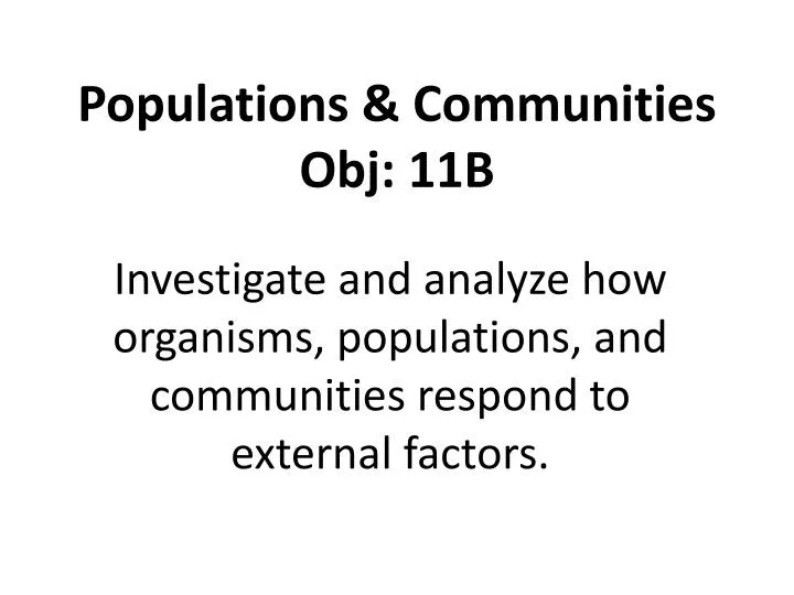 populations communities obj 11b