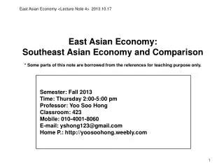 East Asian Economy: Southeast Asian Economy and Comparison