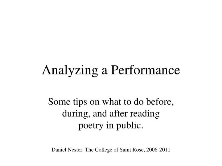 analyzing a performance