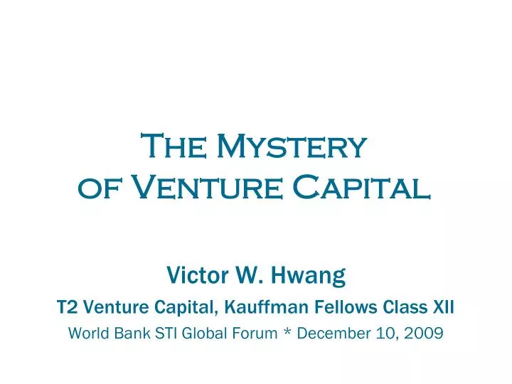 the mystery of venture capital