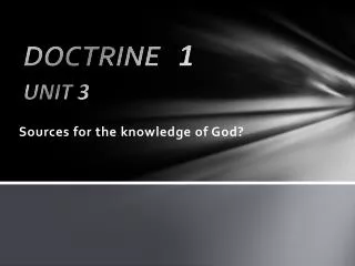 Sources for the knowledge of God?