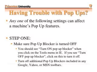 Having Trouble with Pop Ups?