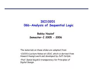 IKI10201 06b-Analysis of Sequential Logic