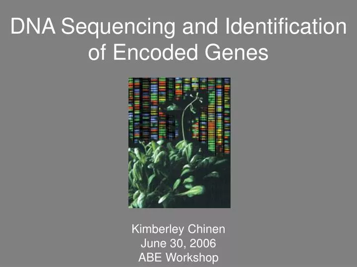 dna sequencing and identification of encoded genes