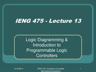 IENG 475 - Lecture 13