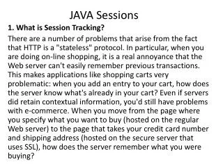 JAVA Sessions