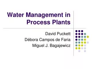 Water Management in Process Plants