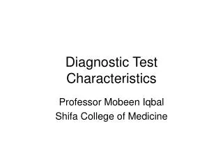 Diagnostic Test Characteristics