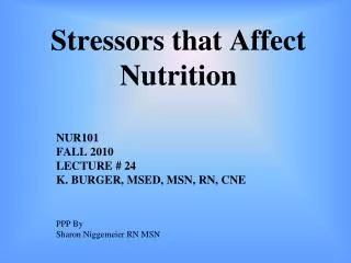 Stressors that Affect Nutrition