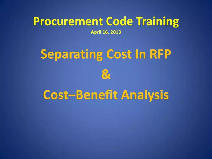 procurement code training april 16 2013