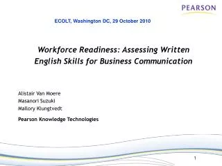 Workforce Readiness: Assessing Written English Skills for Business Communication