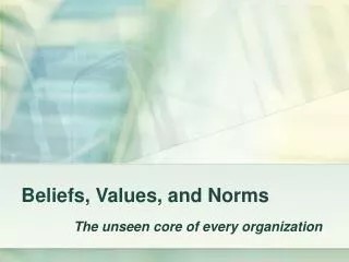 Beliefs, Values, and Norms