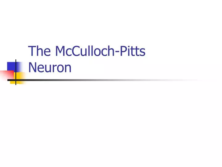 the mcculloch pitts neuron