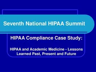 Seventh National HIPAA Summit