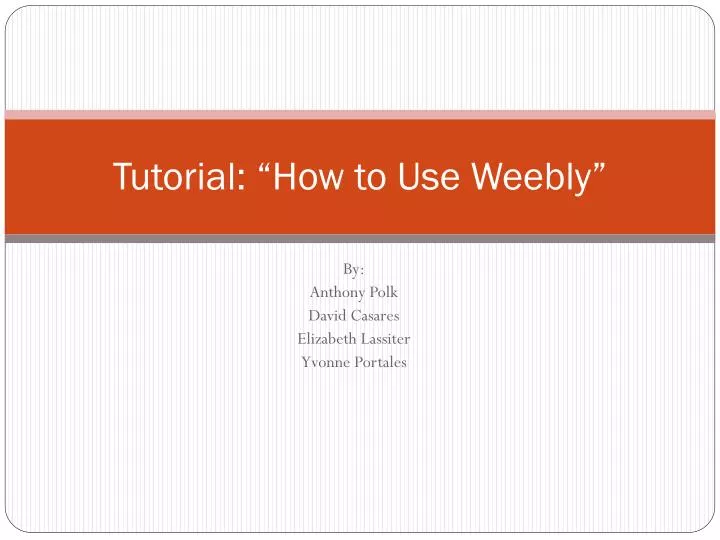 tutorial how to use weebly