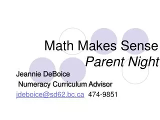 Math Makes Sense Parent Night