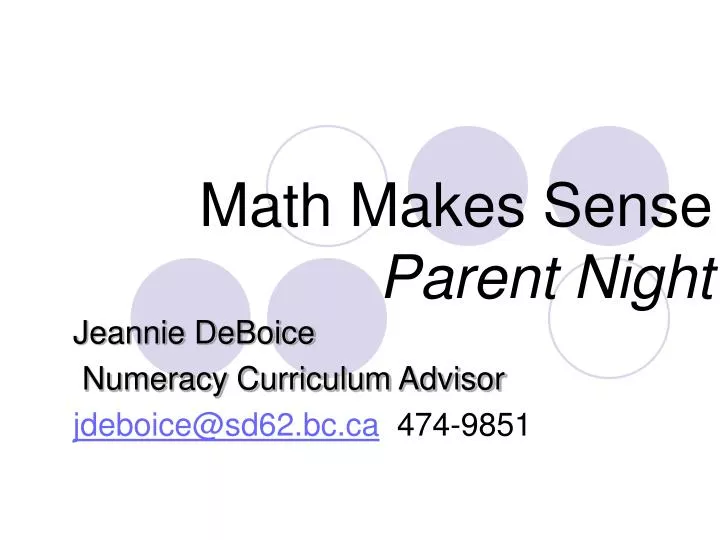 math makes sense parent night