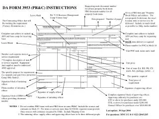 DA FORM 3953 (PR&amp;C) INSTRUCTIONS