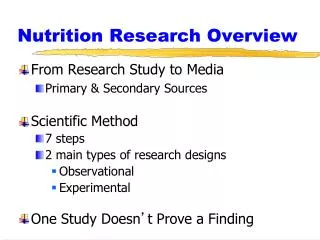 Nutrition Research Overview