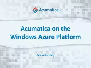 Acumatica on the Windows Azure Platform