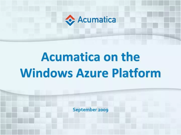 acumatica on the windows azure platform