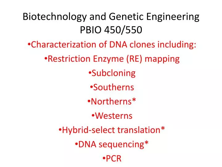 biotechnology and genetic engineering pbio 450 550
