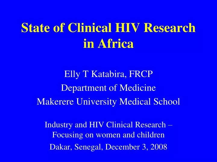 state of clinical hiv research in africa