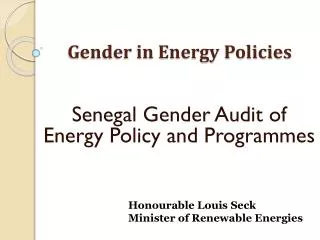 Gender in Energy Policies