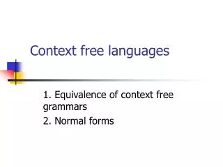 Context free languages