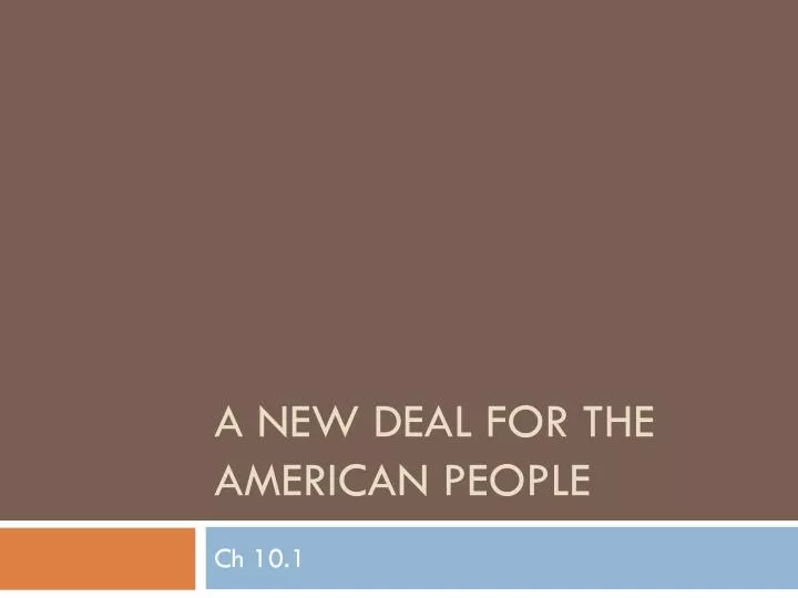 a new deal for the american people