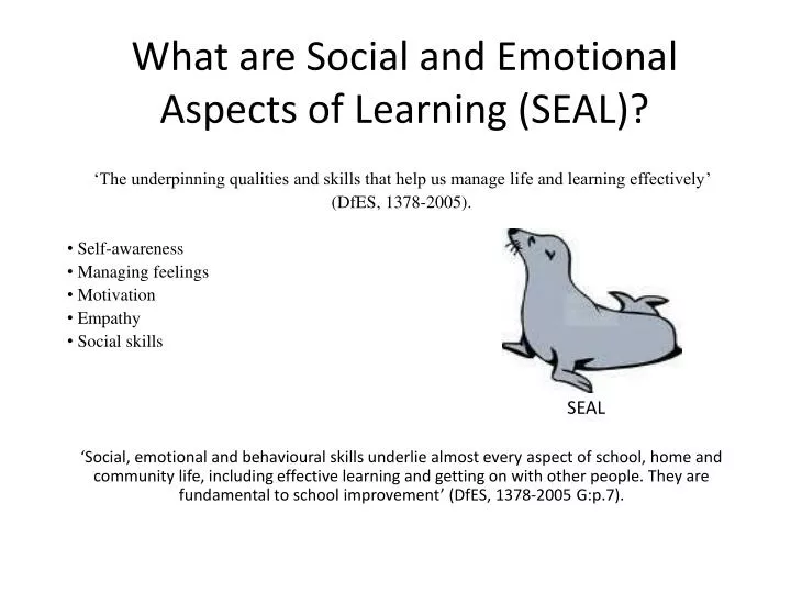 what are social and emotional aspects of learning seal