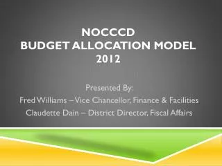 NOCCCD Budget Allocation Model 2012
