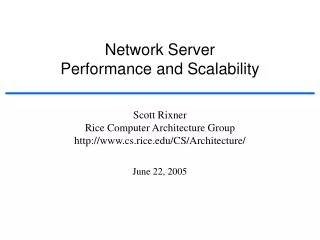 Network Server Performance and Scalability