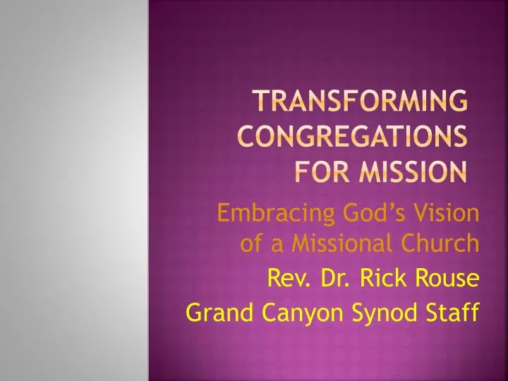 transforming congregations for mission