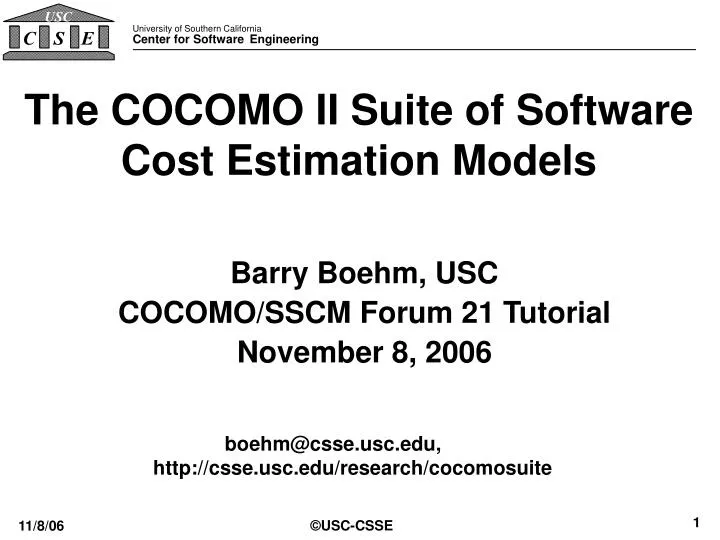 the cocomo ii suite of software cost estimation models