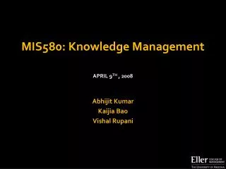 MIS580: Knowledge Management