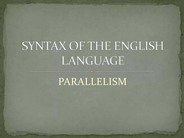 syntax of the english language