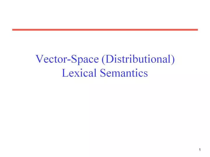 vector space distributional lexical semantics