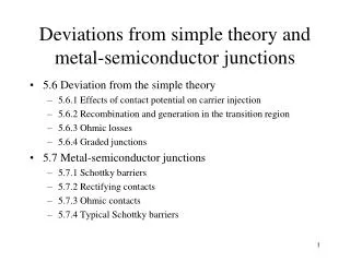 Deviations from simple theory and metal-semiconductor junctions