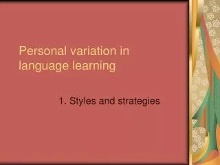 Personal variation in language learning