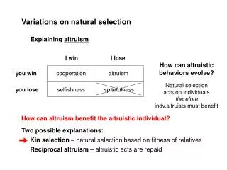 Variations on natural selection