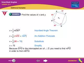 x = 75			 Simplify.