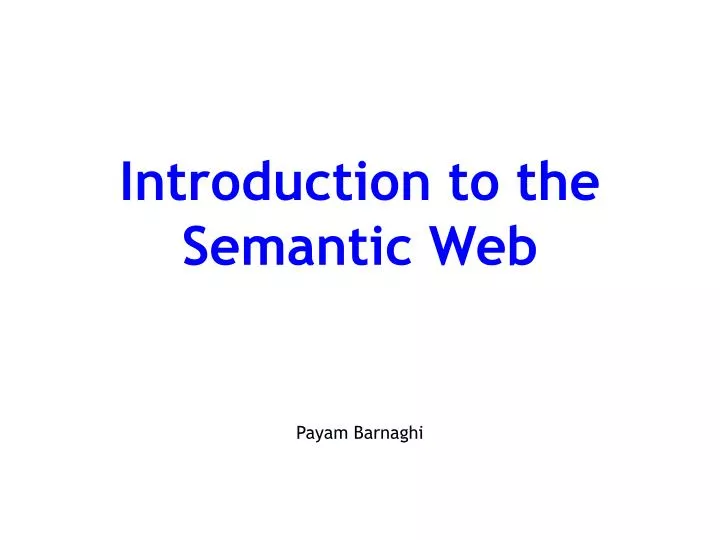 introduction to the semantic web