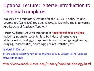 Optional Lecture: A terse introduction to simplicial complexes