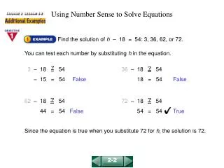 using number sense to solve equations