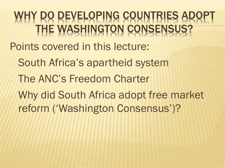 why do developing countries adopt the washington consensus