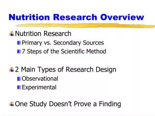 Nutrition Research Overview