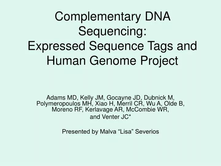 complementary dna sequencing expressed sequence tags and human genome project